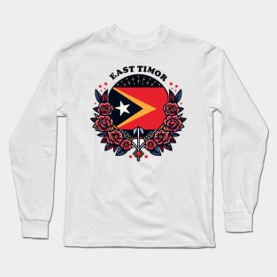 East Timor Flag Heart Long Sleeve T-Shirt